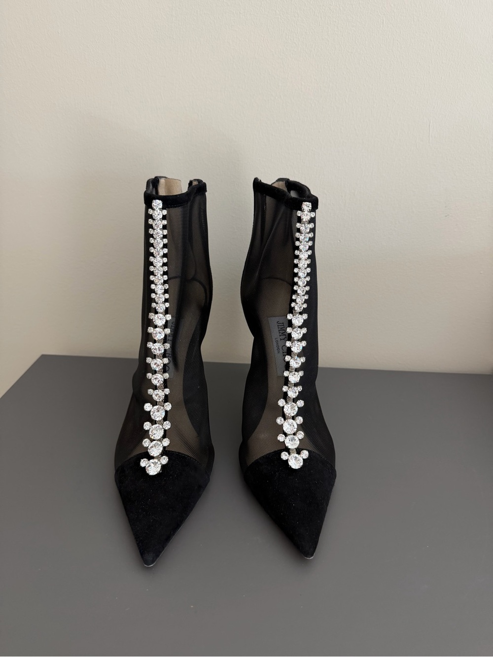 Jimmy Choo Bing 100 mesh and suede ankle boot